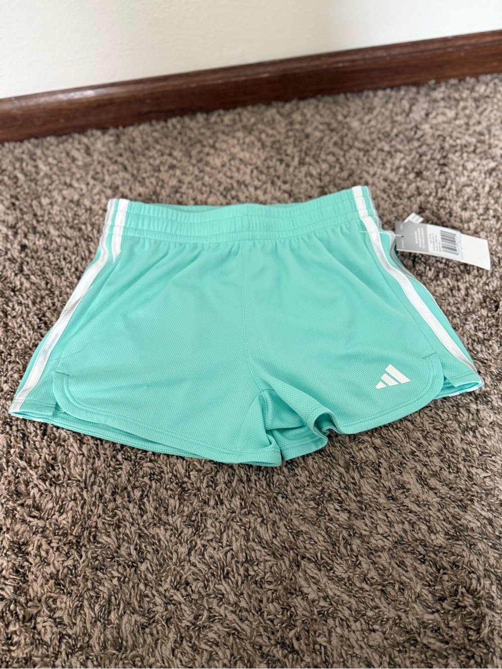 NWT Adidas Girls Running Shorts Size 10/12 Mint Green Athletic Activewear